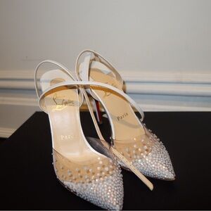 WHITE CLEAR LOUBOUTIN HEELS